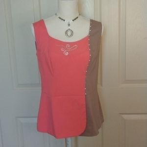 Bleu D' Azur two toned studded top.